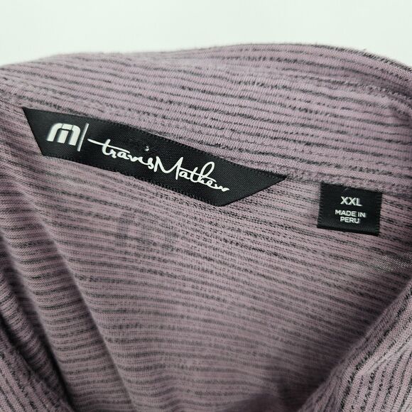 Travis Mathew Polo Shirt Mens XXL Short Sleeve Pink Striped Golf Casual Preppy - Picture 9 of 10